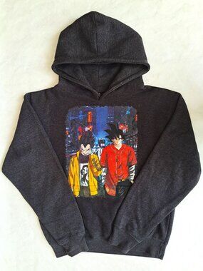 Dragon Ball Z Gray Hoodie Vegeta and Goku Tween Boy XL Sweat Shirt Thick & Heavy